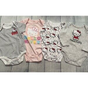 Four Hello Kitty Baby Girl Onesies Bodysuits, Size 0-6 months